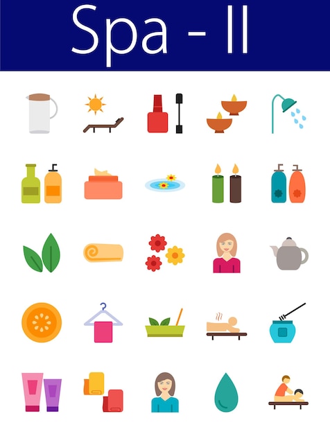 Conjunto de spa e ícones