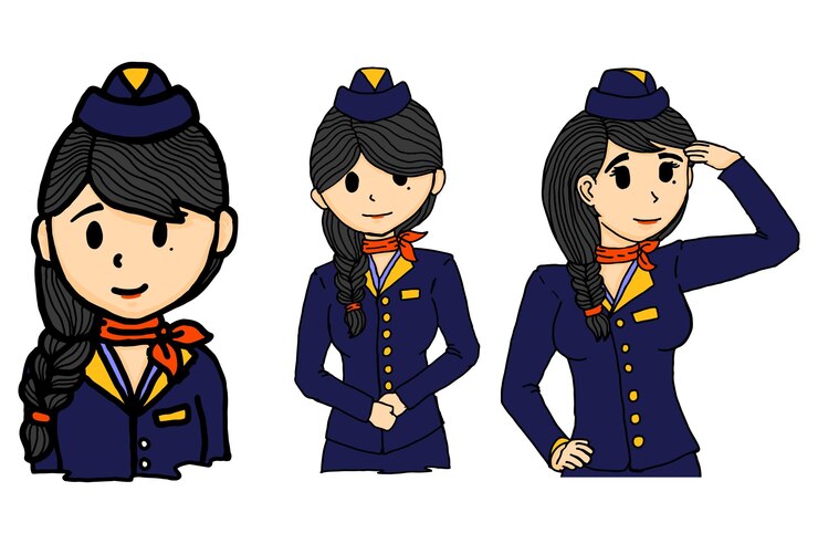 Vetor conjunto de stewardess vector