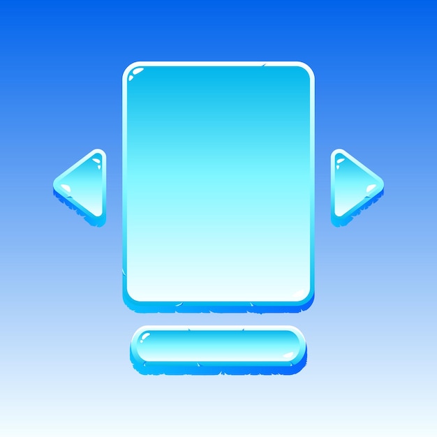Conjunto de tabuleiro de jogo de gelo brilhante e botão para elementos de recursos de interface do usuário
