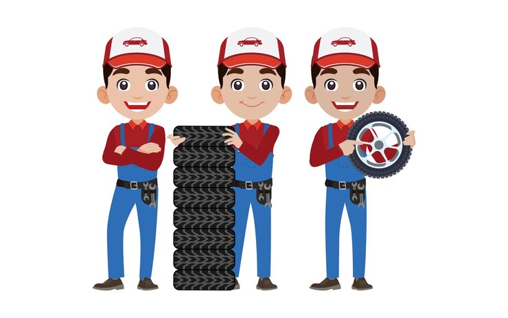 Vetor conjunto de técnico com diferentes poses