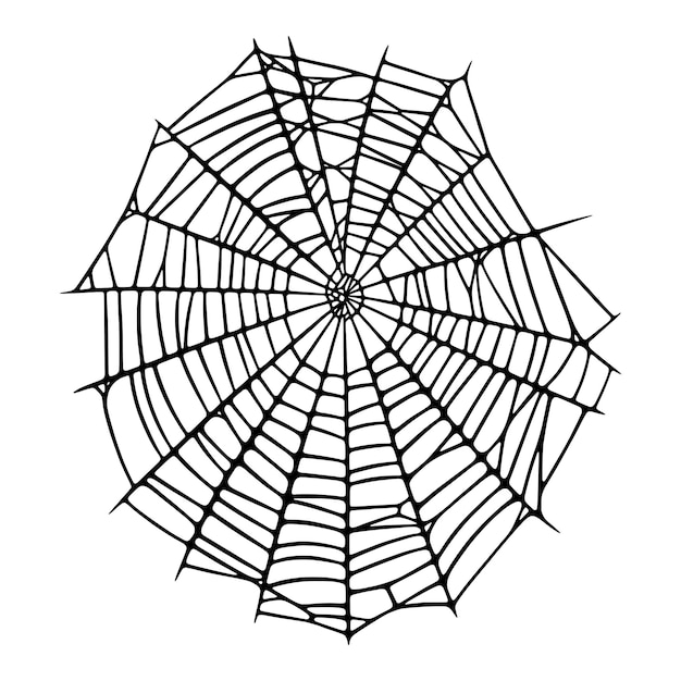 Conjunto de teia de aranha isolado no fundo branco. teia de aranha assustadora de halloween. ilustração vetorial desenhada à mão