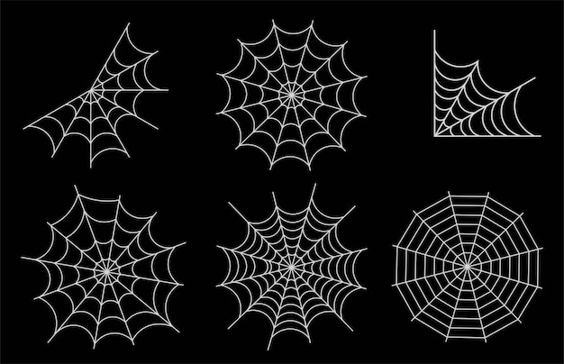 Vetor conjunto de teia de aranhas para ilustração vetorial de decoração de halloween com elementos de design em estilo simples