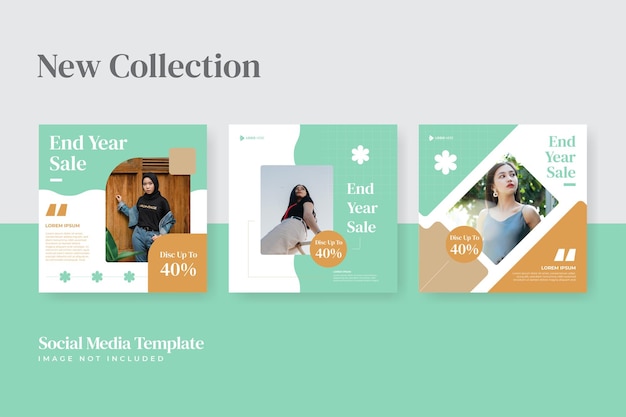 Conjunto de tema de moda minimalista quadrado para modelo de mídia social