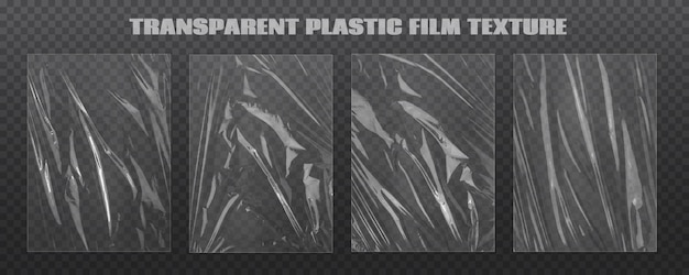 Vetor conjunto de textura de plástico realista cobertura de polietileno esticado