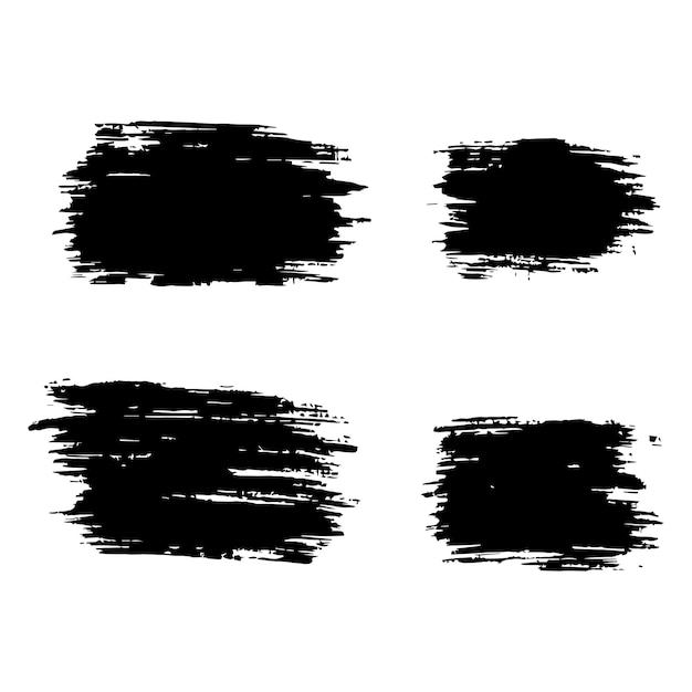 Conjunto de traçados de pincel aquarela preto abstrato
