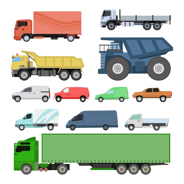 Conjunto de transporte de carros diferentes.