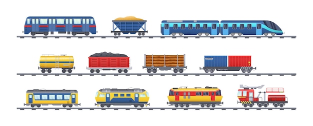 Conjunto de trem de carga com vagões, tanques, cisternas de carga
