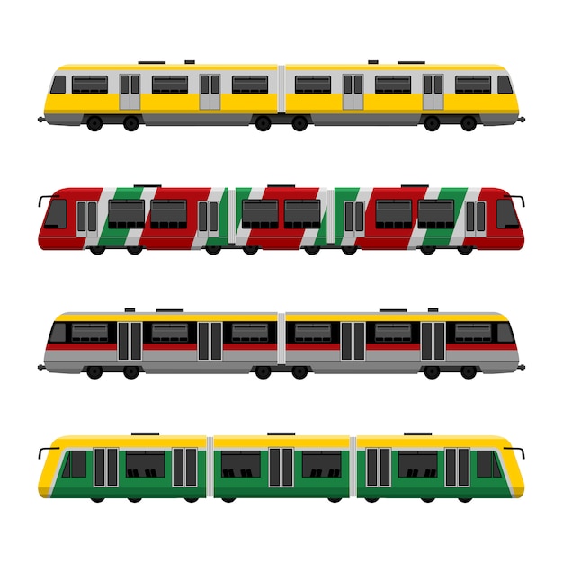 Vetor conjunto de trens modernos metrô de alta velocidade da cidade