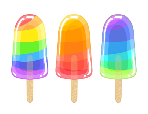 Jogo de desenhos animados de três popsicles legais. sorvete doce