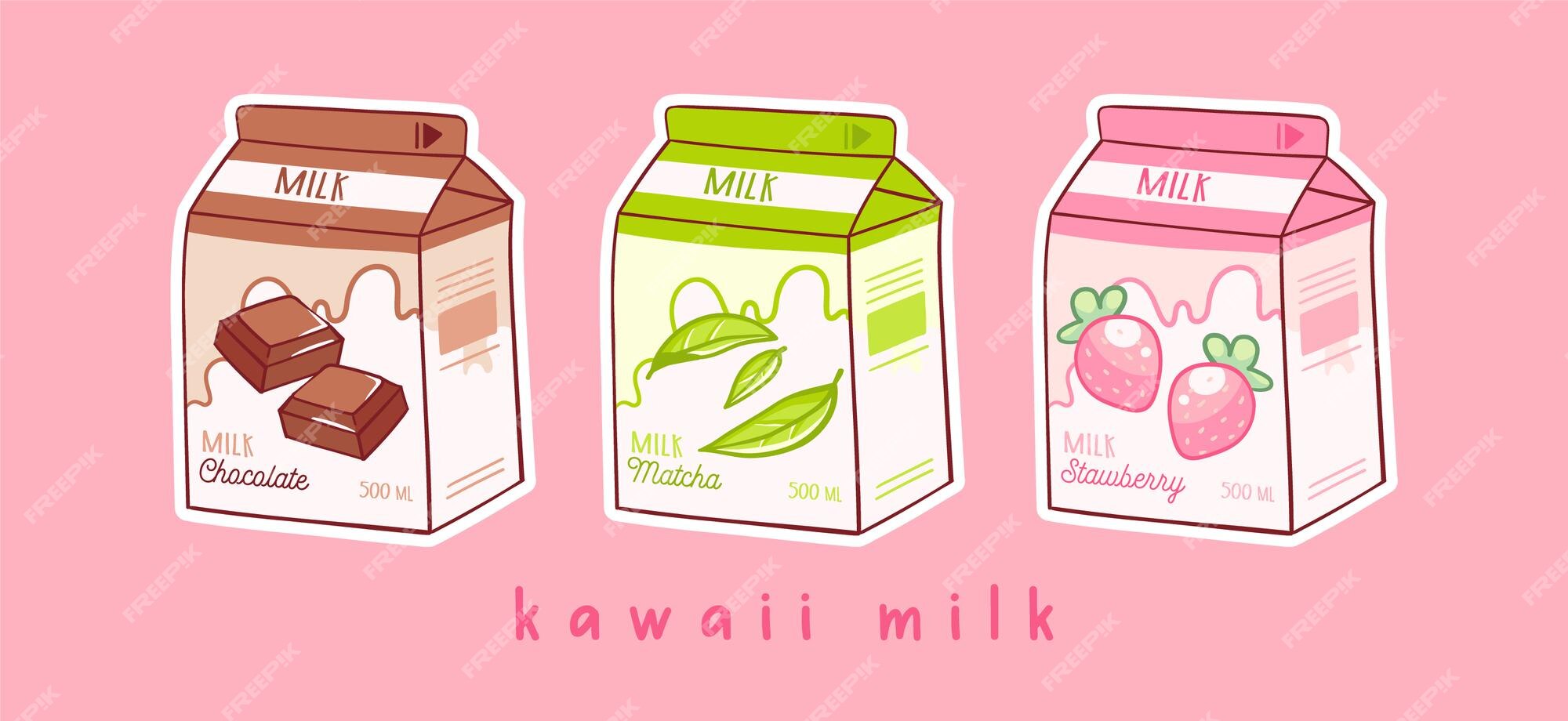 Morango E Leite De Chocolate De Kawaii Ilustração do Vetor