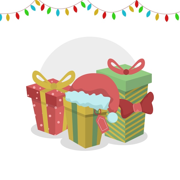 Conjunto de três presentes de Natal de desenho animado vintage