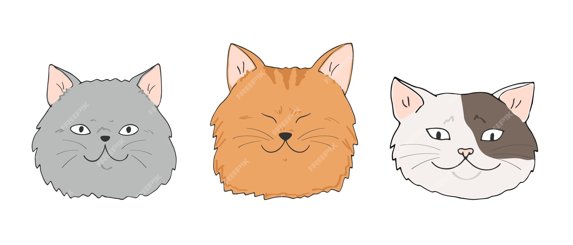 ilustração em vetor bonitinho de diferentes raças de gatos. um conjunto de  retratos de gatos fofos com emoções diferentes em um estilo simples de  desenho animado. 7532833 Vetor no Vecteezy