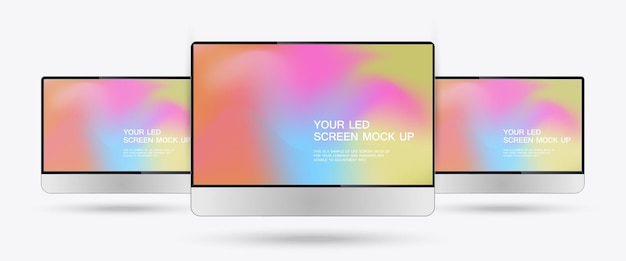 Conjunto de três telas LED mockup é versátil e pode ser usado para vários fins