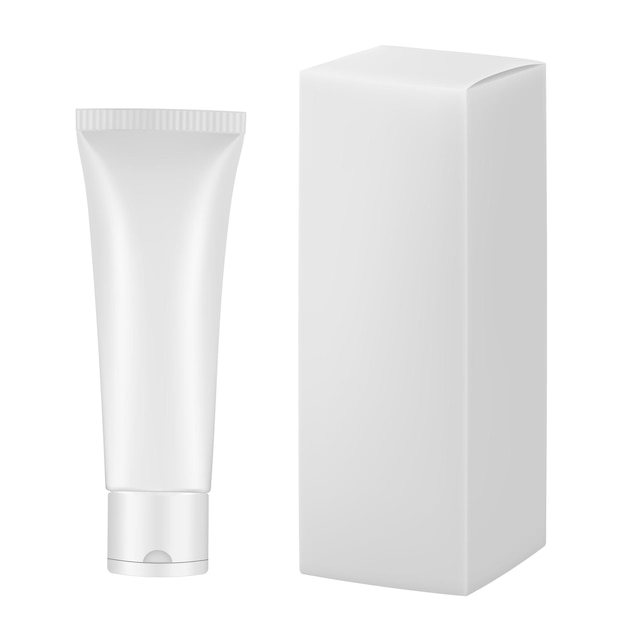 Conjunto de tubo e caixa de plástico branco Pomada ou pomada Gel soro Embalagem coreana pacote de papelão