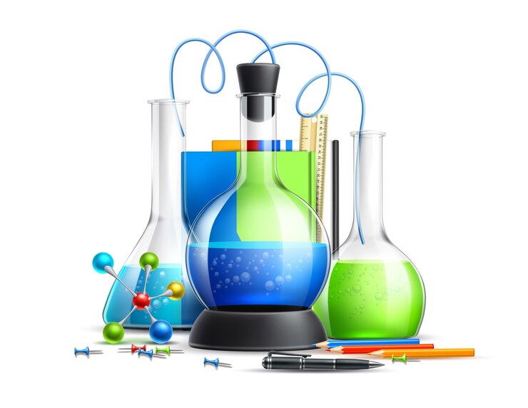 Vetor conjunto de tubos de laboratório de química realista