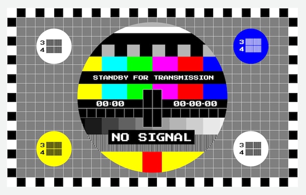 Vetor conjunto de tv sem sinal de fundo ou teste de cor da tela de televisão ou teste de dificuldade técnica