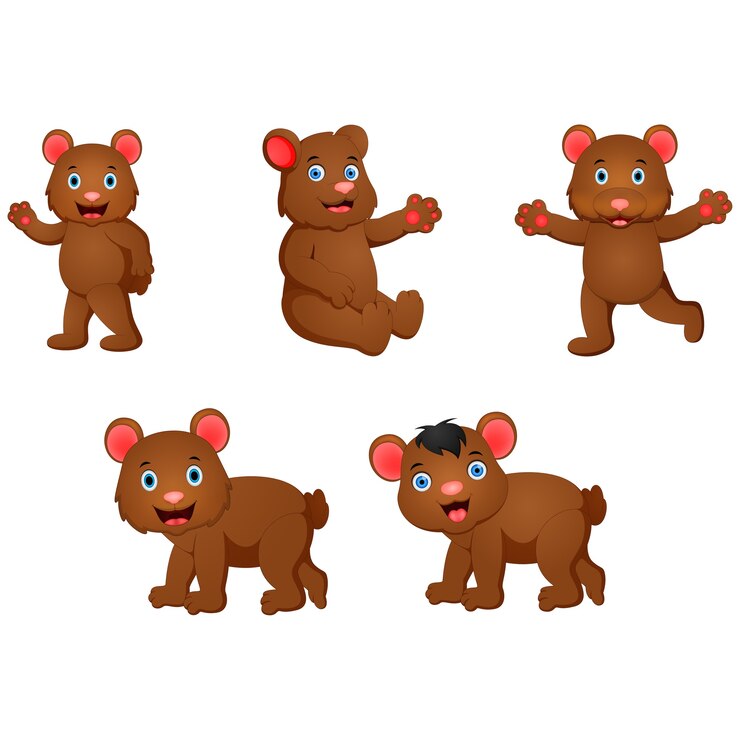 Vetor conjunto de urso dos desenhos animados