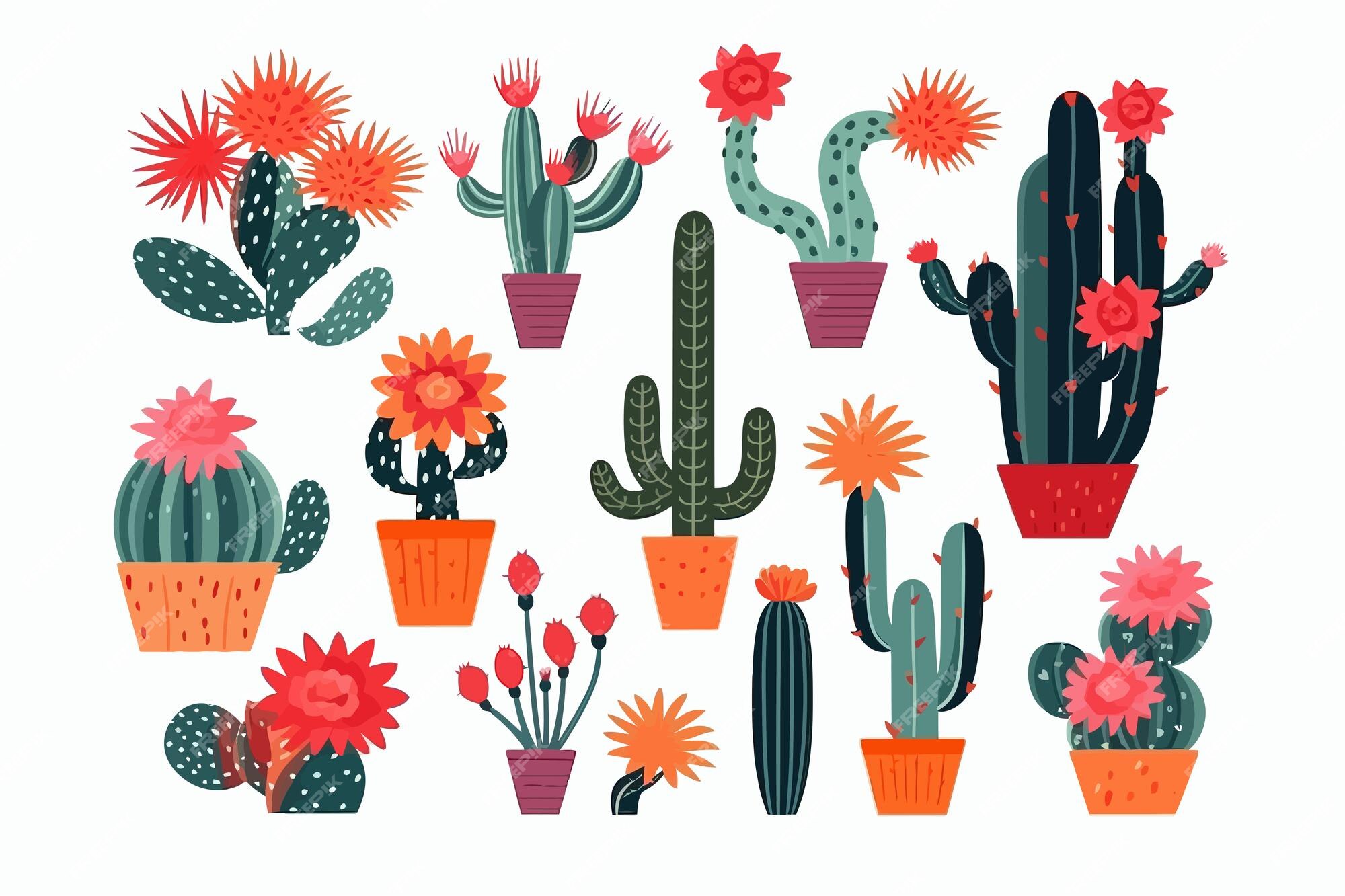 Vetores de Cactos Com Espinhos Planta Do Deserto Ilustração De