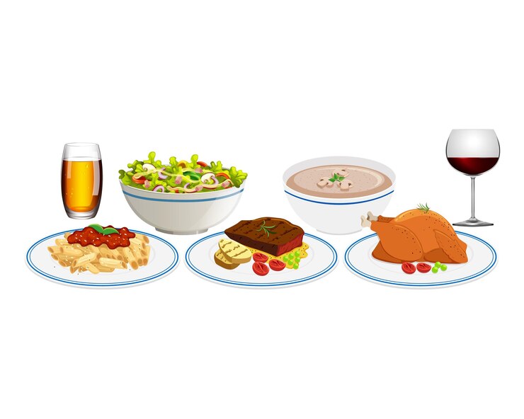 Vetor conjunto de vários alimentos em ilustração vetorial de fundo branco