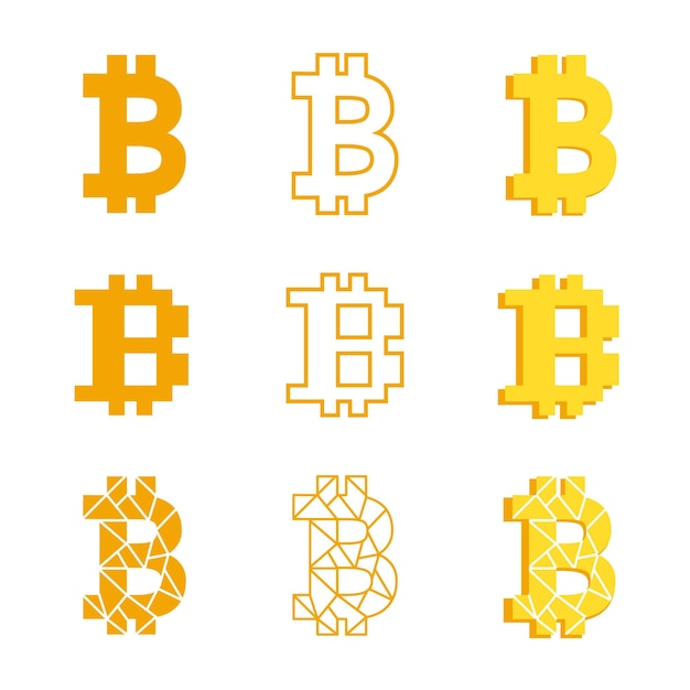 Conjunto de vários ícones de bitcoin