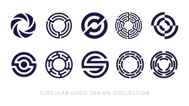 Vetor conjunto de vários logotipos da coleção de logotipos circulares