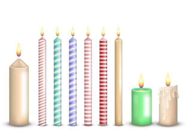 velas de aniversário com números seis e fogo. ícone colorido para  comemoração de aniversário ou festa. luz de velas de férias com cera e vela  de desenho animado engraçado para bolo. ilustração