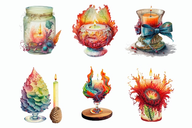 Conjunto de velas do advento ilustração desenhada à mão isolada no fundo branco no estilo boho