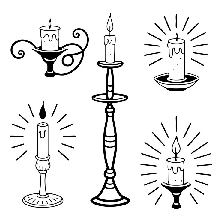 Vetor conjunto de velas e candelabros