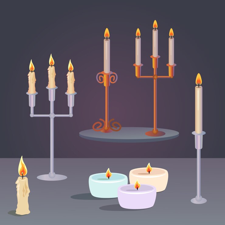 Vetor conjunto de velas e castiçais