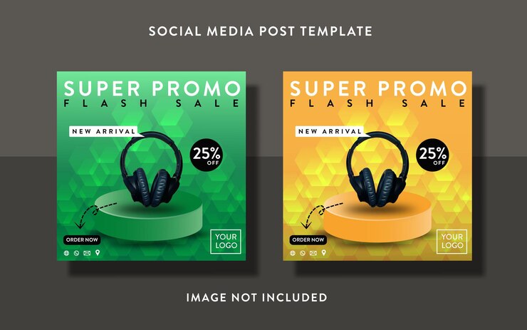 Vetor conjunto de venda de promoção de produto com post de mídia social pódio ou modelo de folheto