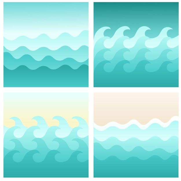 conjunto de verão ondas praia mar oceano vetor conjunto de mar de verão