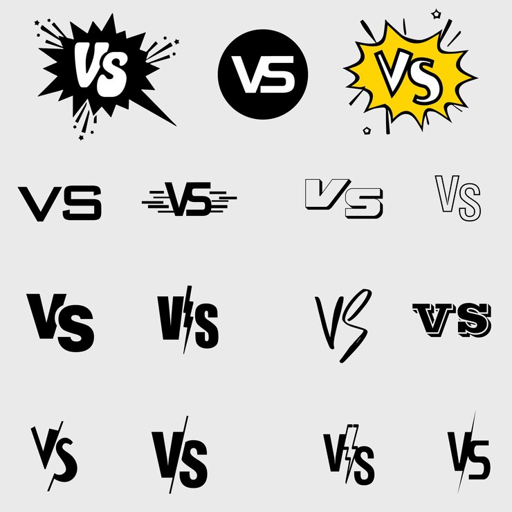 Vetor conjunto de versus vs ícones coleção de versus letras.