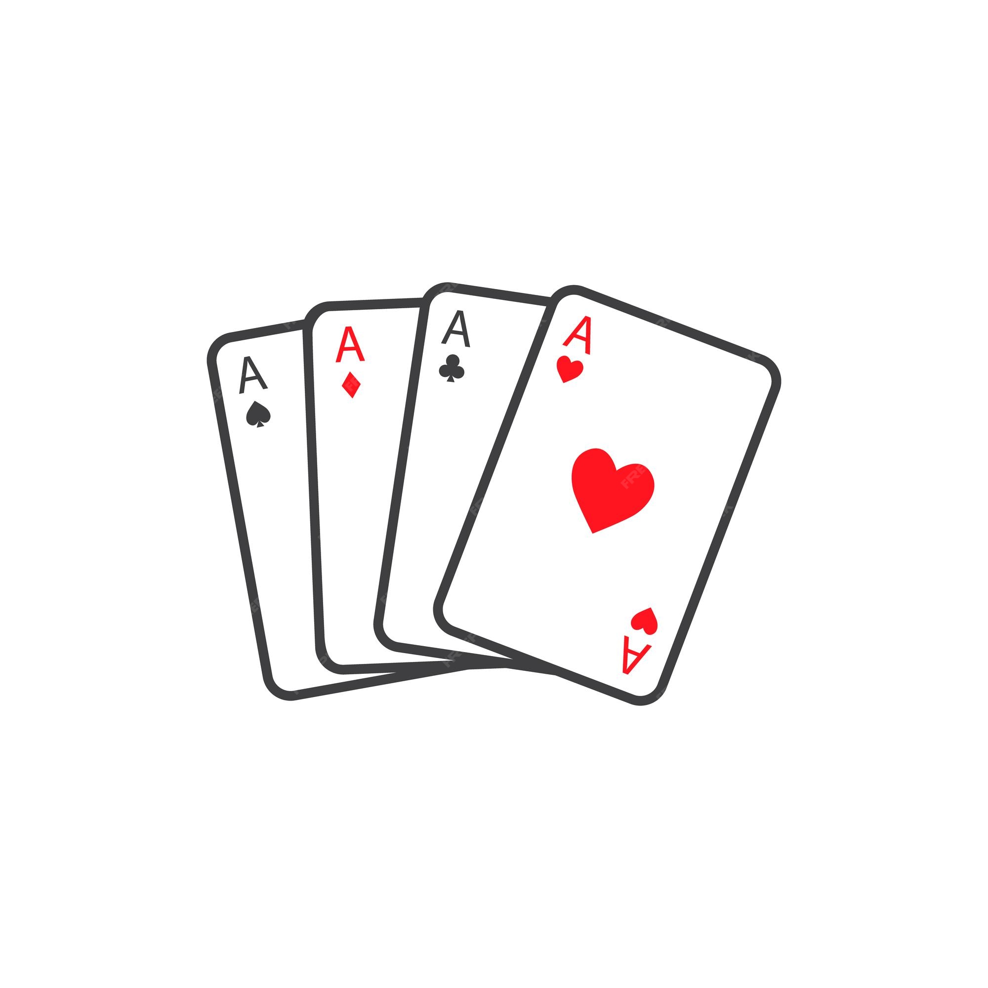Jogo de cartas de quatro do mesmo tipo ou quads. elemento de jogo cazino de  design ace. cartas realistas de pôquer ou blackjack. ilustração vetorial