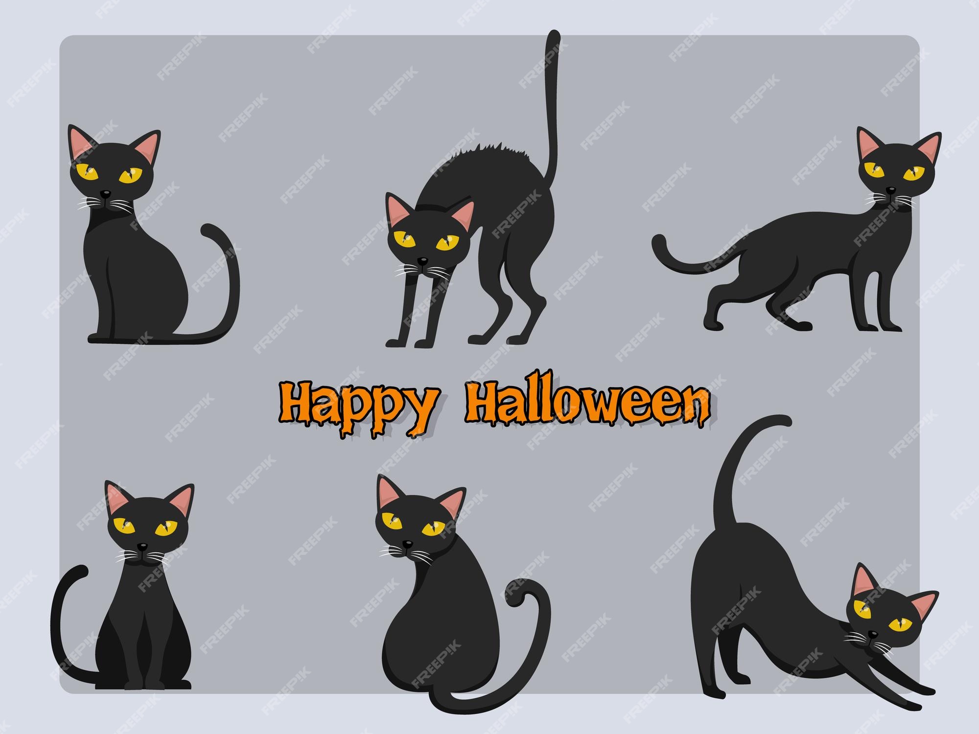 vetor dos desenhos animados halloween olho de gato preto amarelo. 16385888  Vetor no Vecteezy