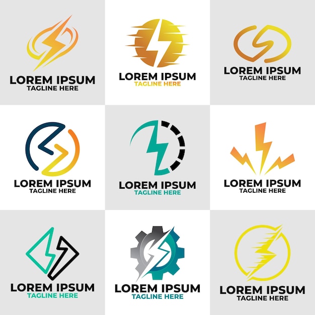 Conjunto de vetor de design de logotipo de iluminação