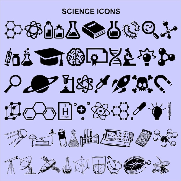 Vetor conjunto de vetor de ícones de ciência