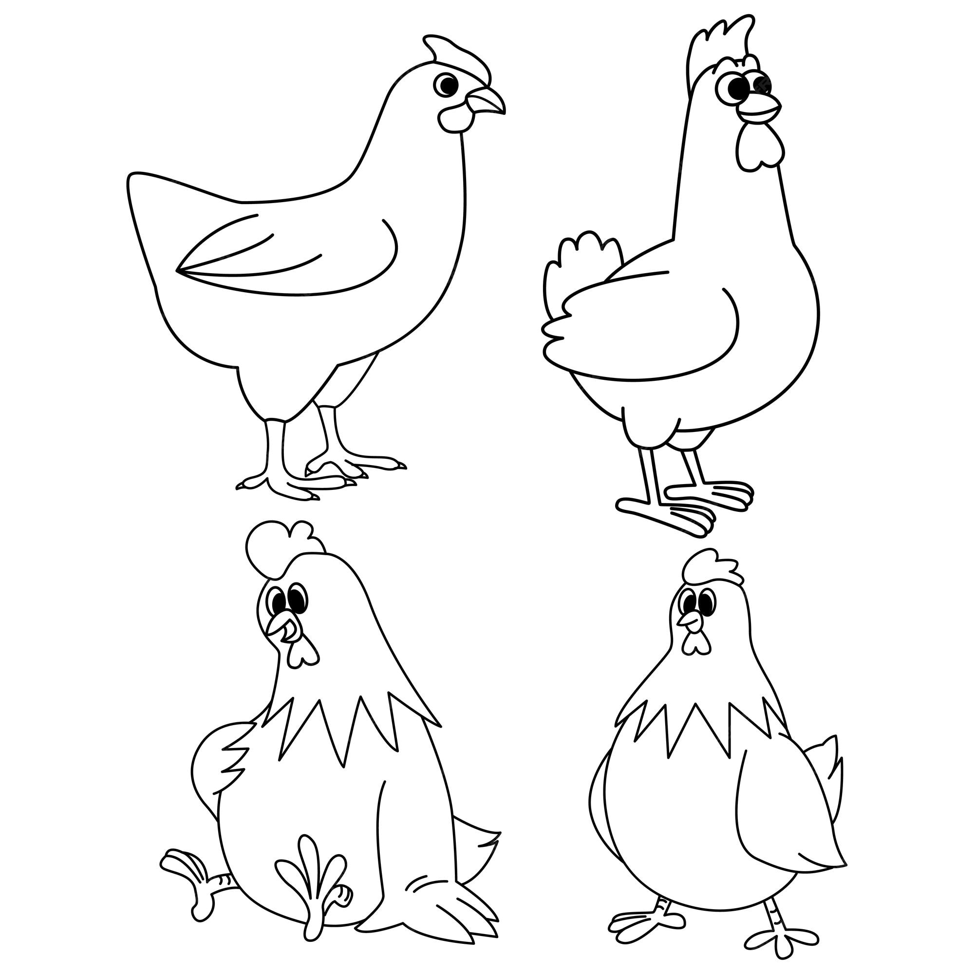 Desenho De Página Do Livro Para Colorir Com Um Animal Fazenda Animado  Galinha Ou Vetor PNG , Desenho De Galinha, Desenho De Carro, Desenho De  Desenho Animado Imagem PNG e Vetor Para