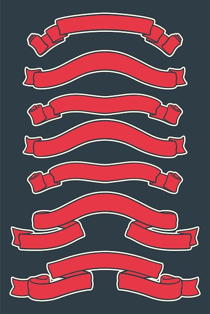 Vetor conjunto de vetores de banner de ícone de fita vermelha