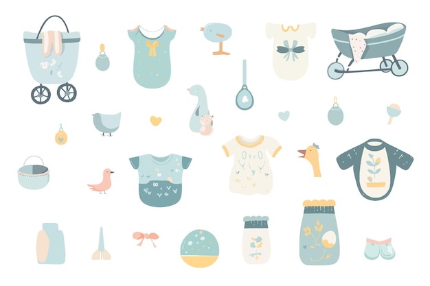 Conjunto de vetores de bodysuits vintage para bebês recém-nascidos Vestuário Boho clássico para ícones de bebês