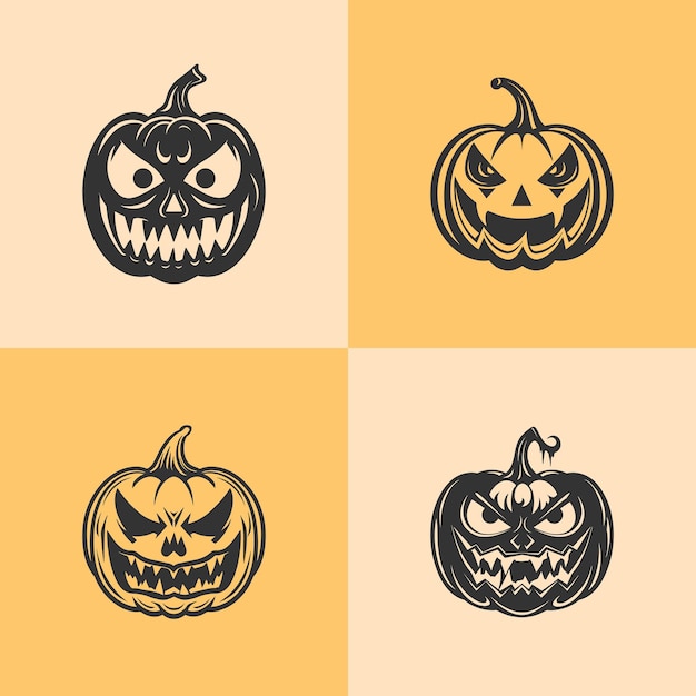 Abóbora de halloween dos desenhos animados, Vetor Premium