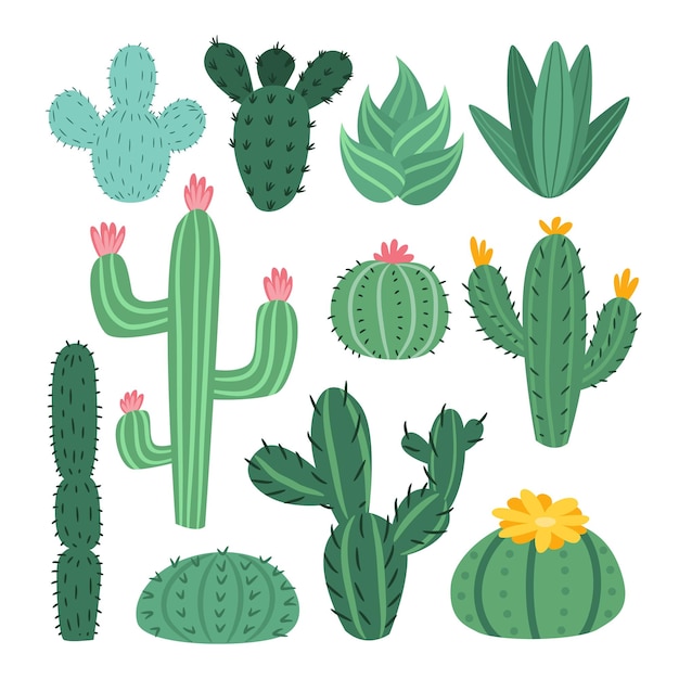 Conjunto de cactos ilustração do vetor. Ilustração de isolado - 212400960