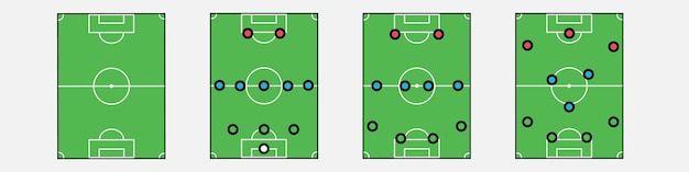 Conjunto de vetores de campo de futebol de futebol esquema tático