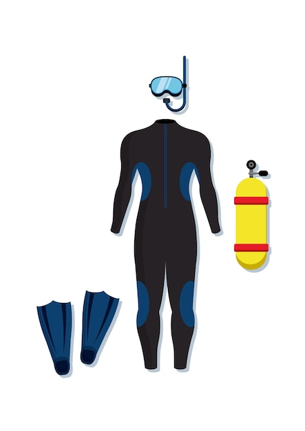 Vetor conjunto de vetores de clipart de mergulhador de roupa de mergulho isolados em fundo branco