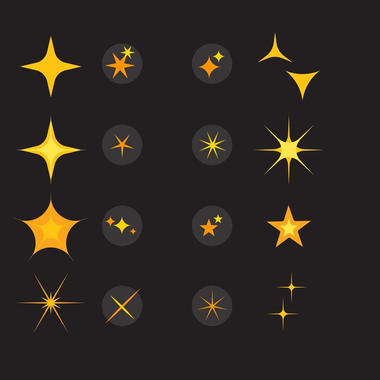 Vetor conjunto de vetores de coleção de estrelas coleção de estrelas douradas e pretas isoladas em fundo transparente