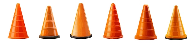 Vetor conjunto de vetores de cone de tráfego isolados em fundo branco
