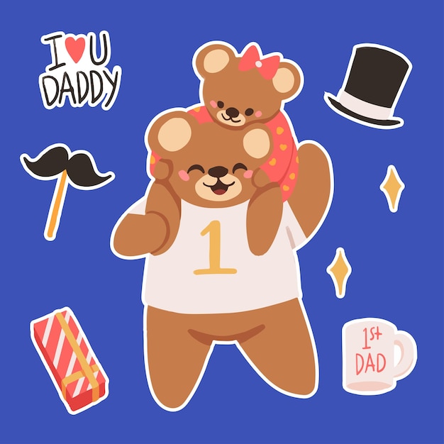 Conjunto de vetores de desenhos animados de papai urso