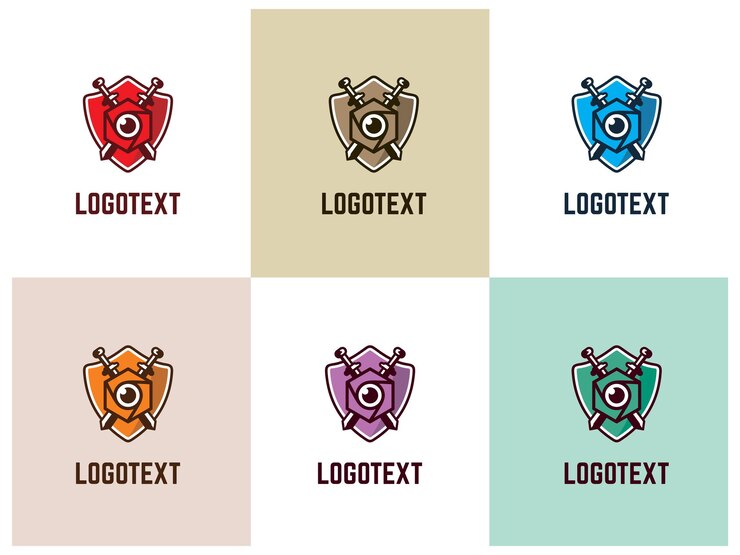 Vetor conjunto de vetores de design de logotipo de câmera de segurança de escudo