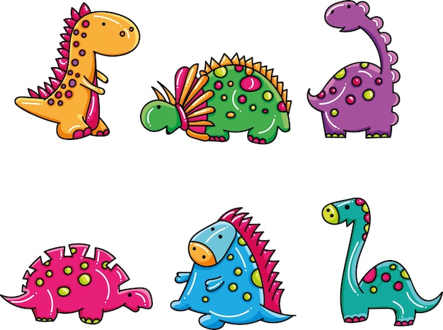 Conjunto Dinossauro Roxo Desenho Animado Personagem Ilustração imagem  vetorial de interactimages© 483118628