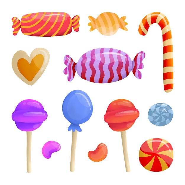 Conjunto de vetores de doces desenhados à mão