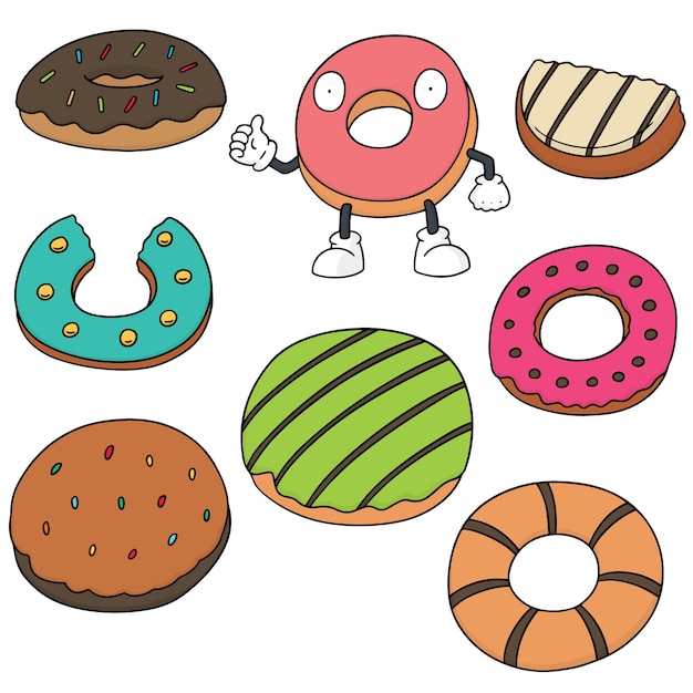 Vetor conjunto de vetores de donut